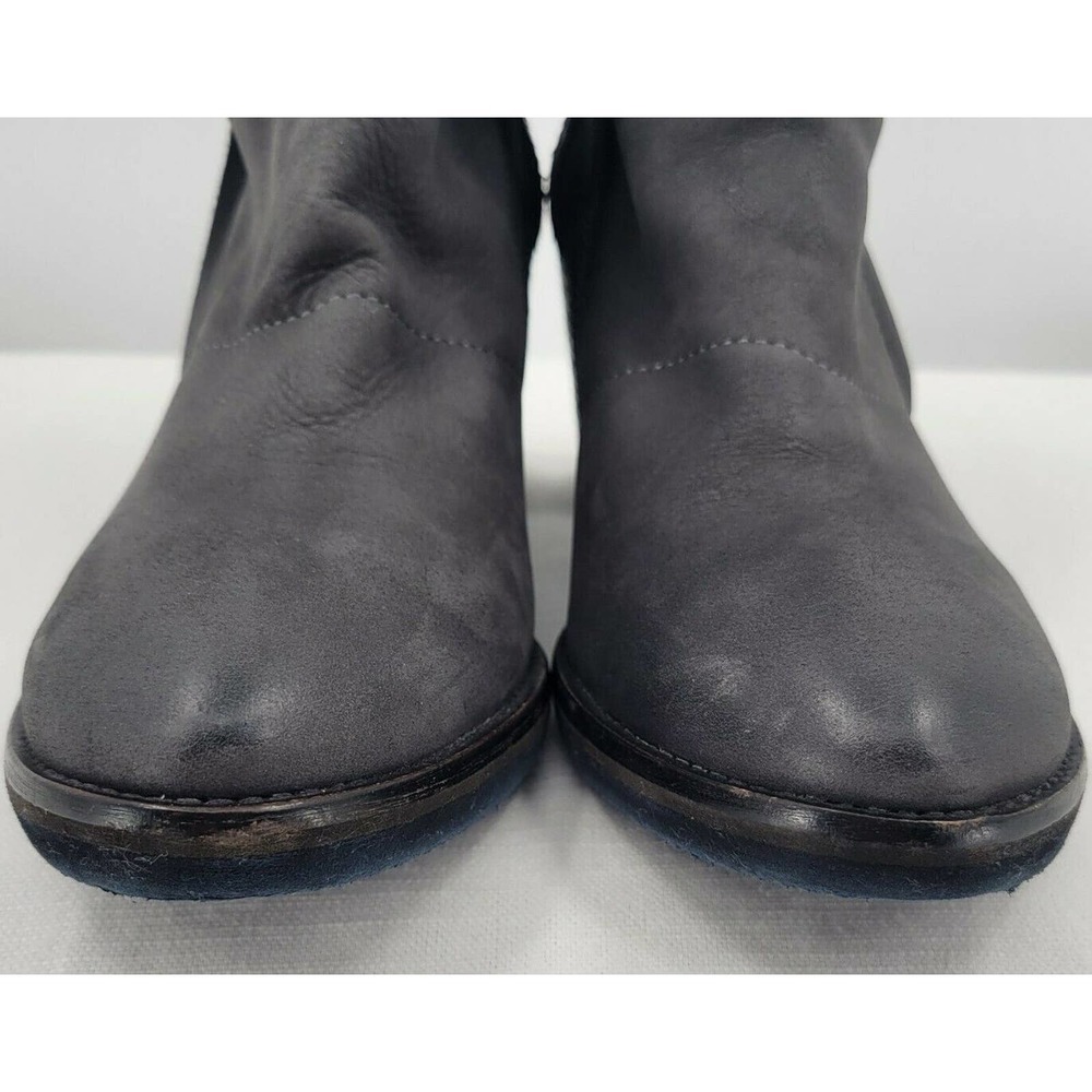 Felmini Distressed Leather Boot Size 41 Gray Snakeskin Stacked Heel Zip - Picture 4 of 12